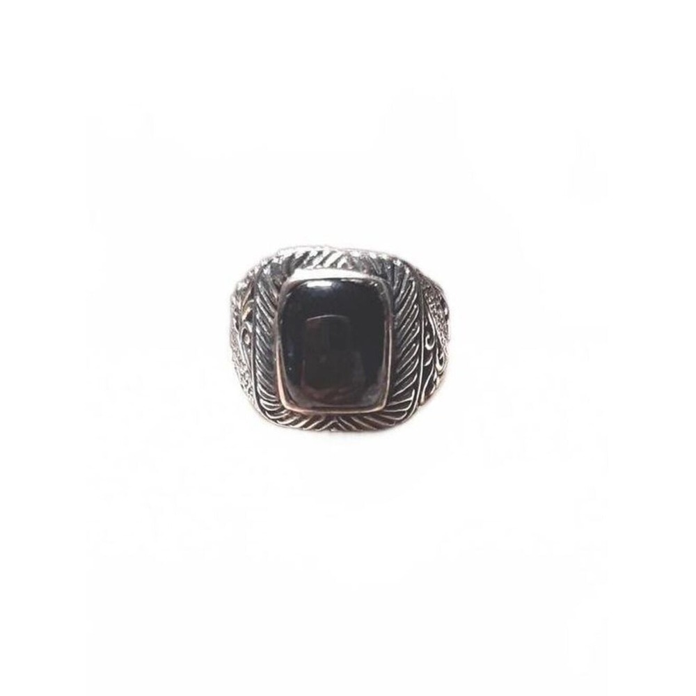 Bali sterling silver ring in black onyx artisan crafted from size 6